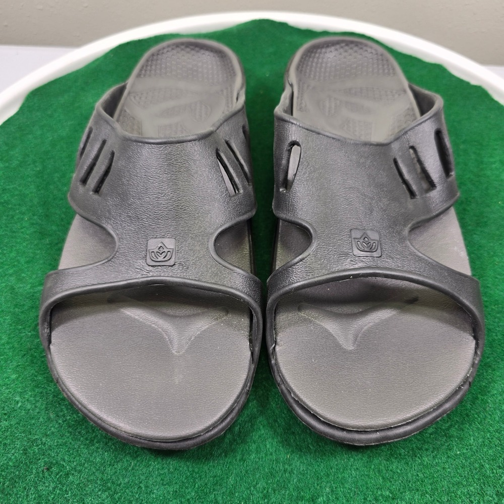 Spenco Kholo Orthotic Recovery Slide Sandals Mens 10 Black Comfort Shoes NWOT
